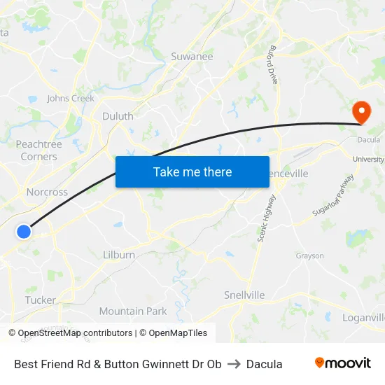 Best Friend Rd & Button Gwinnett Dr Ob to Dacula map
