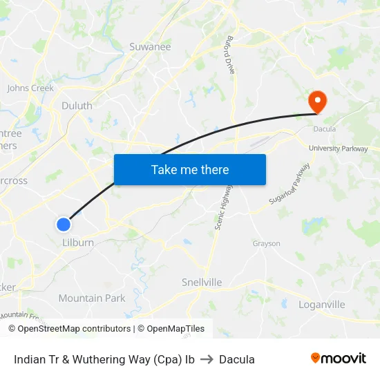 Indian Tr & Wuthering Way (Cpa) Ib to Dacula map
