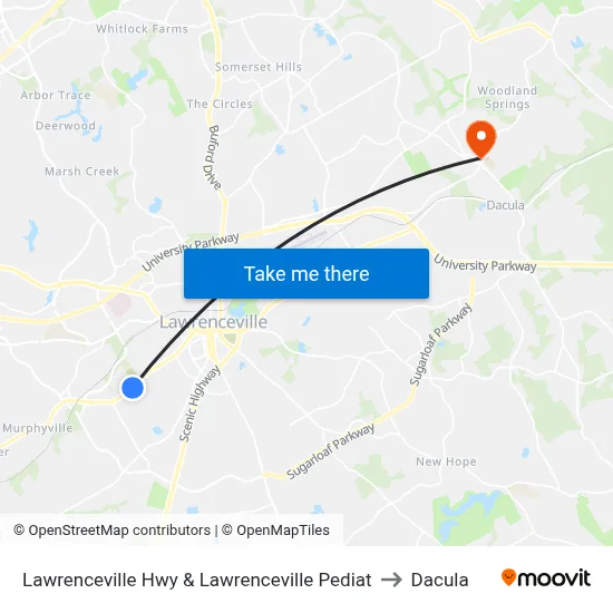 Lawrenceville Hwy & Lawrenceville Pediat to Dacula map