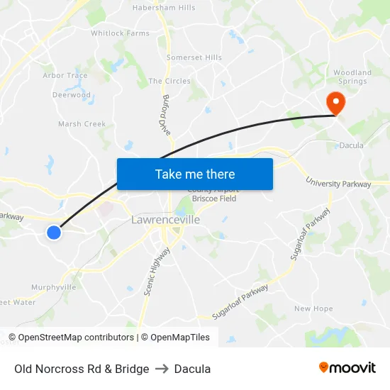 Old Norcross Rd & Bridge to Dacula map