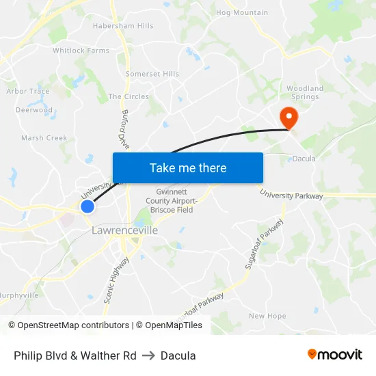 Philip Blvd & Walther Rd to Dacula map