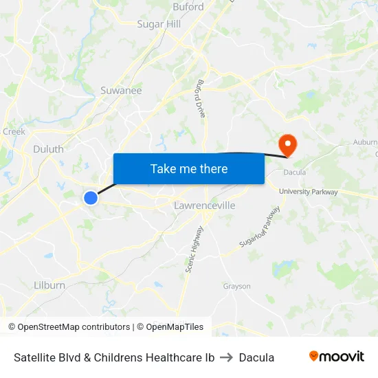 Satellite Blvd & Childrens Healthcare Ib to Dacula map
