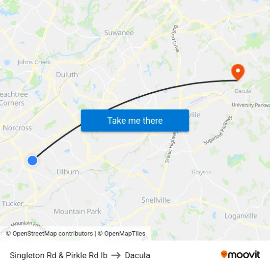 Singleton Rd & Pirkle Rd Ib to Dacula map