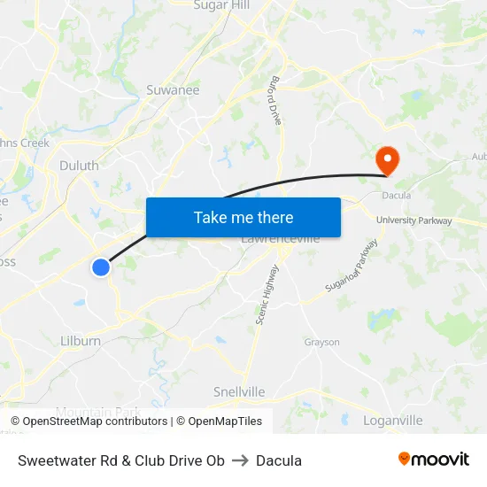 Sweetwater Rd & Club Drive Ob to Dacula map