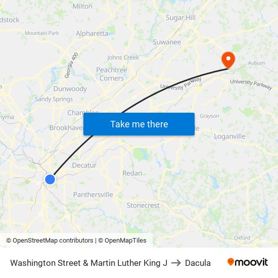 Washington Street & Martin Luther King J to Dacula map