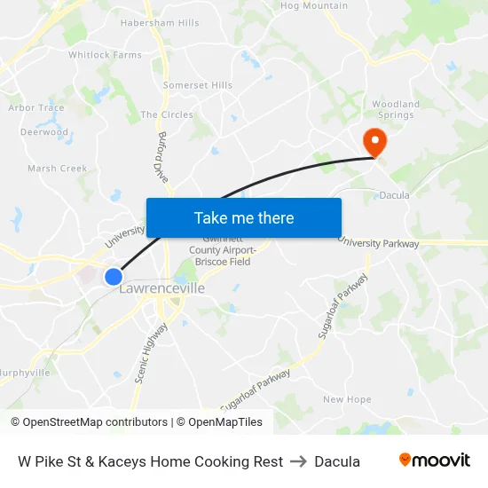 W Pike St & Kaceys Home Cooking Rest to Dacula map