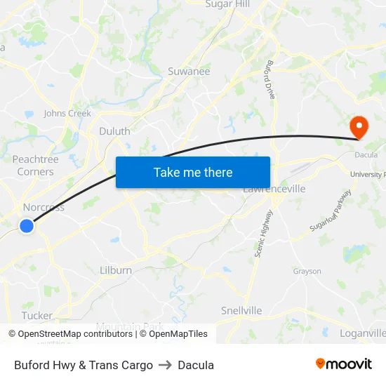 Buford Hwy & Trans Cargo to Dacula map