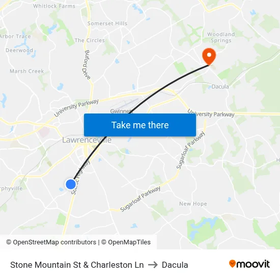 Stone Mountain St & Charleston Ln to Dacula map