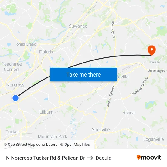 N Norcross Tucker Rd & Pelican Dr to Dacula map