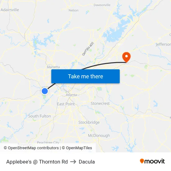 Applebee's @ Thornton Rd to Dacula map