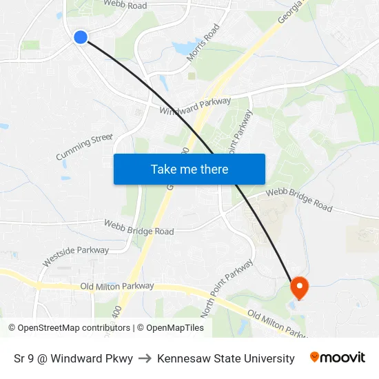 Sr 9 @ Windward Pkwy to Kennesaw State University map
