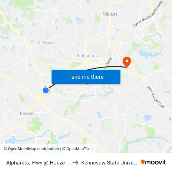 Alpharetta Hwy @ Houze Way to Kennesaw State University map