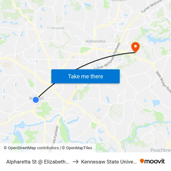 Alpharetta St @ Elizabeth Way to Kennesaw State University map