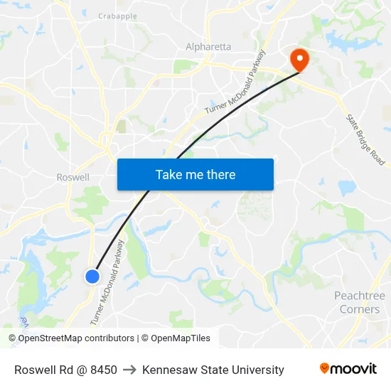 Roswell Rd @ 8450 to Kennesaw State University map