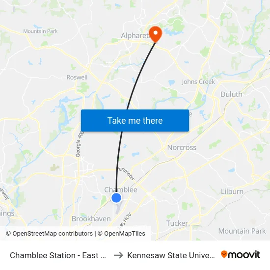 Chamblee Station - East Loop to Kennesaw State University map