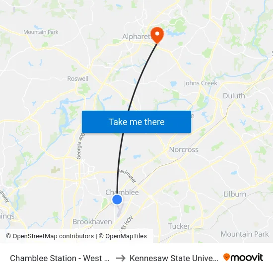 Chamblee Station - West Loop to Kennesaw State University map