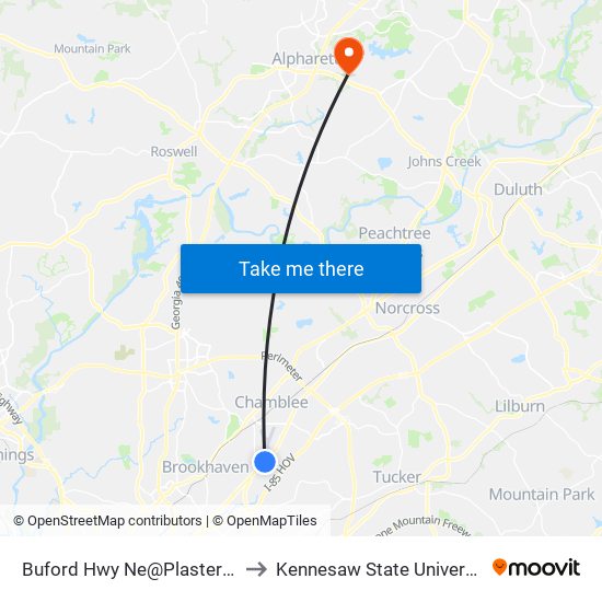 Buford Hwy Ne@Plaster Rd to Kennesaw State University map