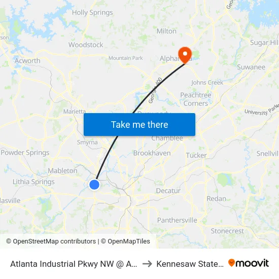 Atlanta Industrial Pkwy NW @ Atlanta Industrial Dr to Kennesaw State University map