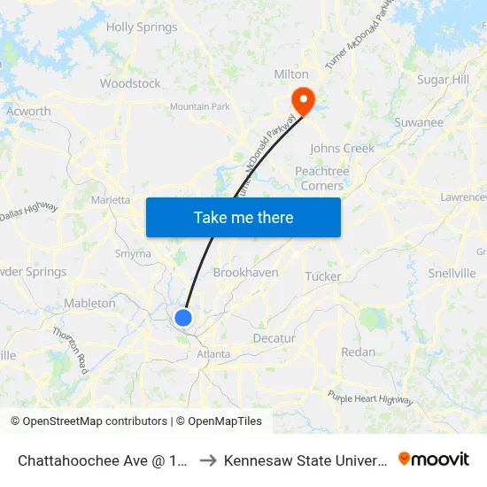 Chattahoochee Ave @ 1495 to Kennesaw State University map