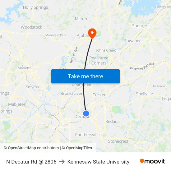 N Decatur Rd @ 2806 to Kennesaw State University map