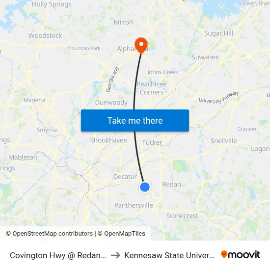 Covington Hwy @ Redan Rd to Kennesaw State University map