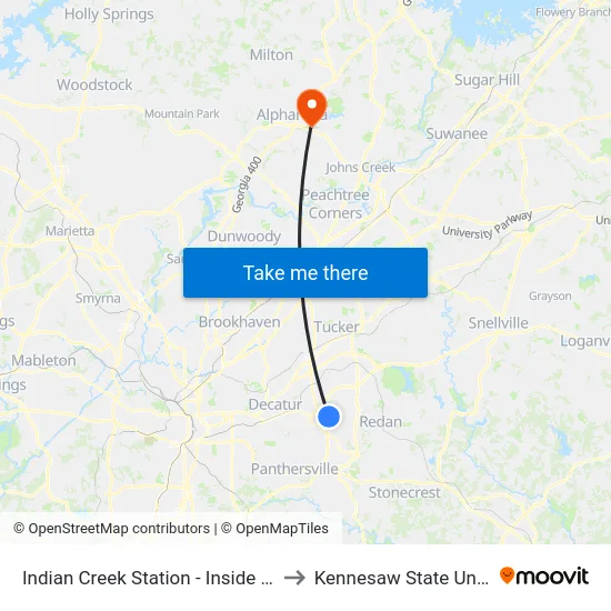 Indian Creek Station - Inside Bus Loop to Kennesaw State University map