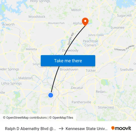 Ralph D Abernathy Blvd @ 1701 to Kennesaw State University map
