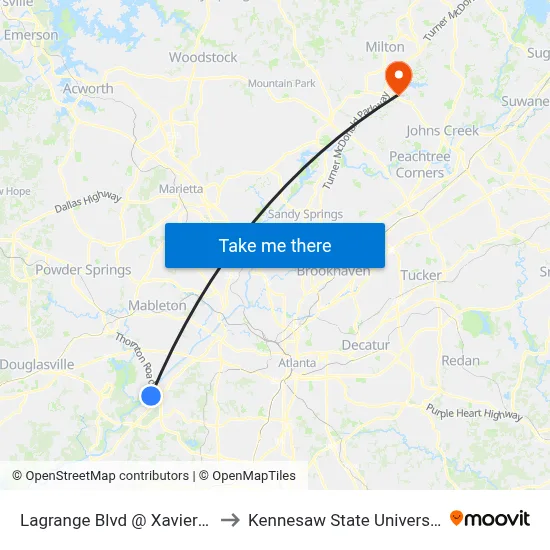 Lagrange Blvd @ Xavier Dr to Kennesaw State University map