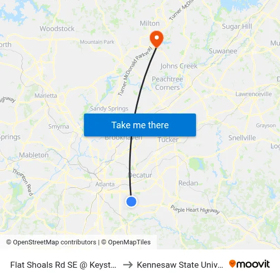 Flat Shoals Rd SE @ Keystone Dr to Kennesaw State University map