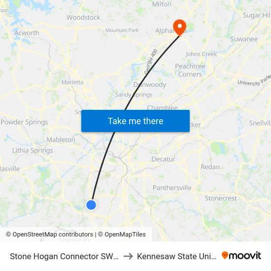 Stone Hogan Connector SW @ 2950 to Kennesaw State University map