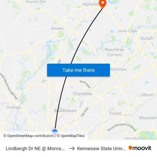 Lindbergh Dr NE @ Morosgo Way to Kennesaw State University map