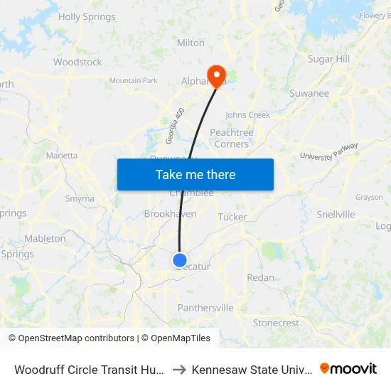 Woodruff Circle Transit Hub (Wc) to Kennesaw State University map