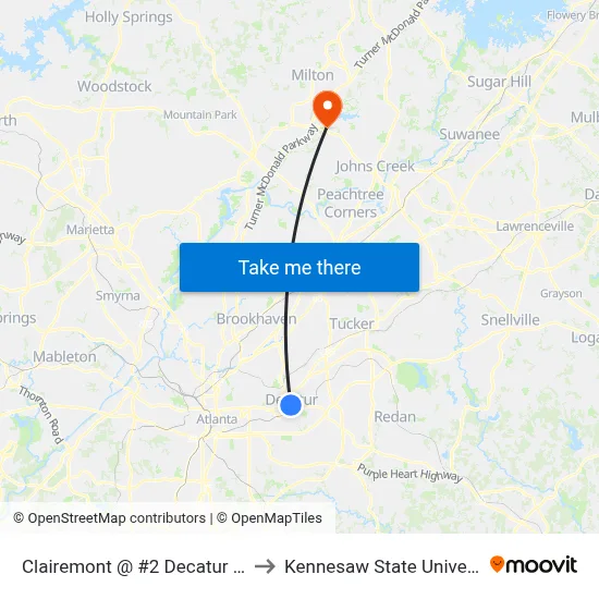 Clairemont @ #2 Decatur Bldg to Kennesaw State University map