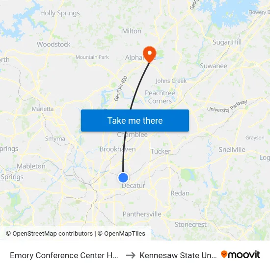 Emory Conference Center Hotel (Ecch) to Kennesaw State University map