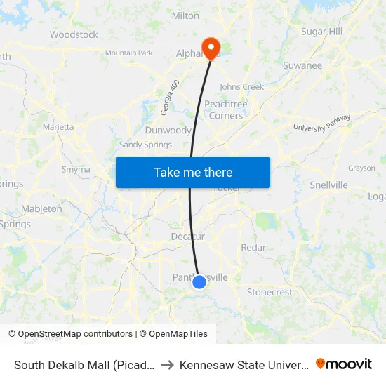 South Dekalb Mall (Picadilly) to Kennesaw State University map