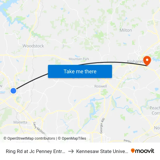 Ring Rd at Jc Penney Entrance to Kennesaw State University map