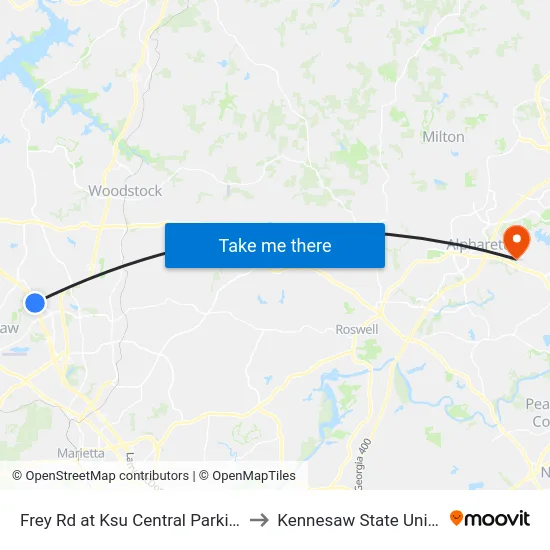 Frey Rd at Ksu Central Parking Deck to Kennesaw State University map