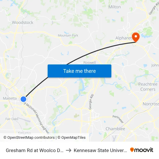 Gresham Rd at Woolco Dr Tt to Kennesaw State University map