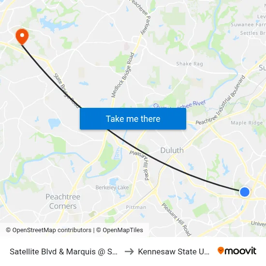 Satellite Blvd & Marquis @ Sugarloaf Ib to Kennesaw State University map