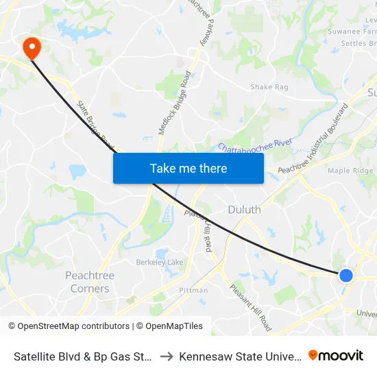 Satellite Blvd & Bp Gas Station to Kennesaw State University map