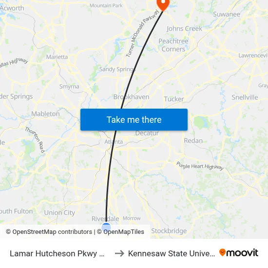 Lamar Hutcheson Pkwy @ 618 to Kennesaw State University map