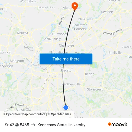 Sr 42 @ 5465 to Kennesaw State University map