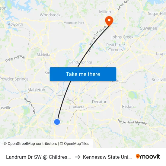 Landrum Dr SW @ Childress Dr SW to Kennesaw State University map