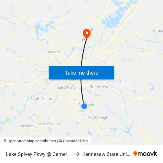 Lake Spivey Pkwy @ Cameron Pkwy to Kennesaw State University map