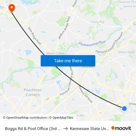 Boggs Rd & Post Office (3rd Entrance) to Kennesaw State University map
