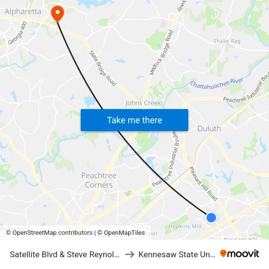 Satellite Blvd & Steve Reynolds Blvd Ib to Kennesaw State University map