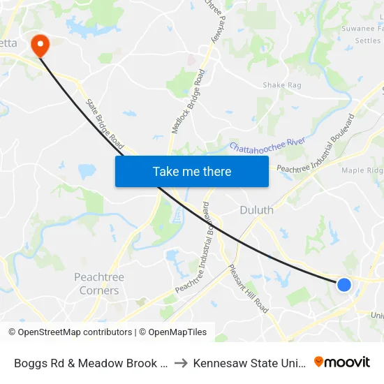 Boggs Rd & Meadow Brook Pkwy Ib to Kennesaw State University map