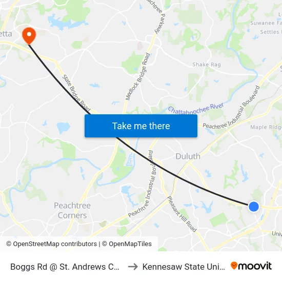 Boggs Rd @ St. Andrews Church Ob to Kennesaw State University map