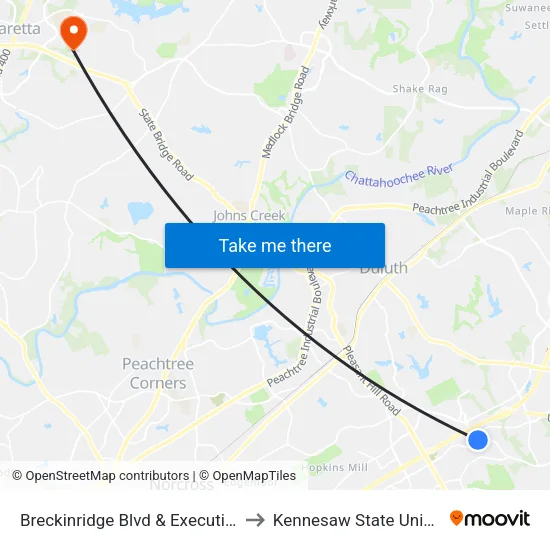 Breckinridge Blvd & Executive Dr S to Kennesaw State University map