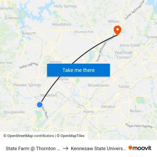 State Farm @ Thornton Rd to Kennesaw State University map